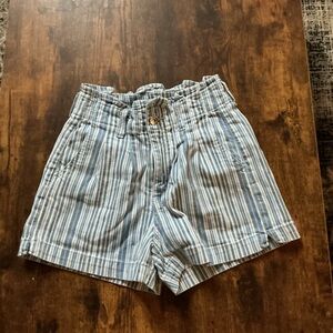 American Eagle Outfitters Blue and White Striped High Waist Shorts